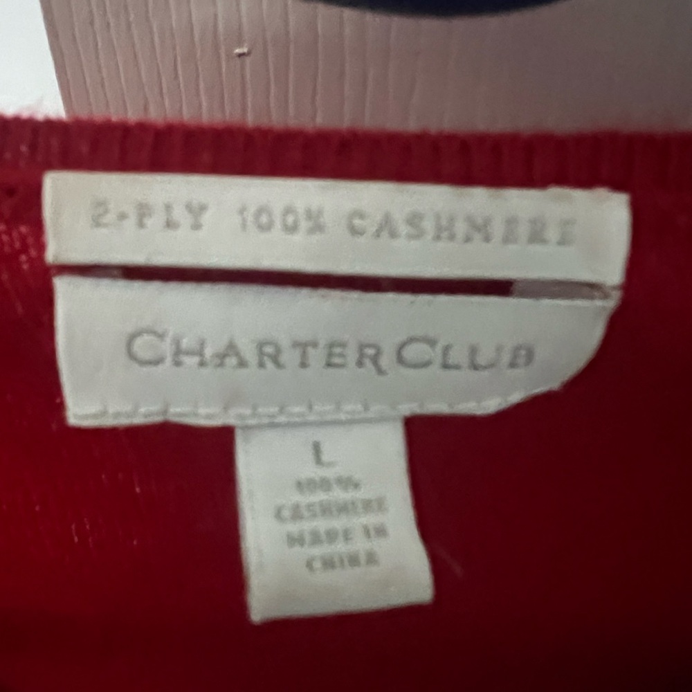 Charter Club Red Cashmere Sweater L worn once - Picture 2 of 4